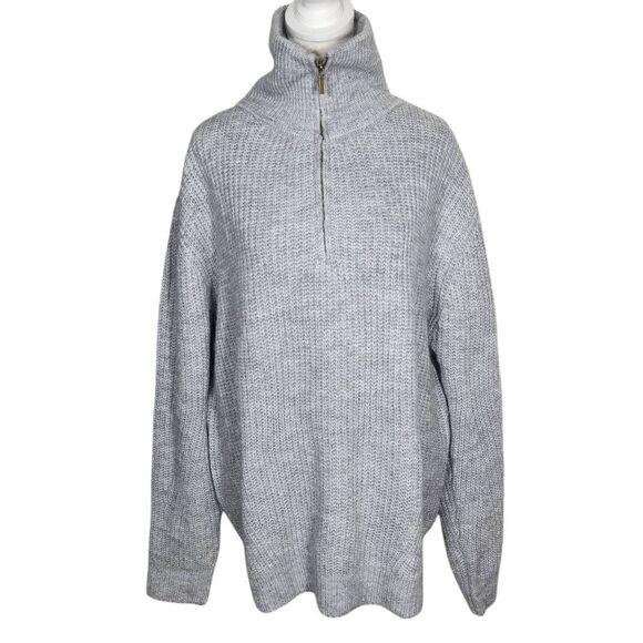 St. John's Bay Gray Sweater with Quarter-Zip Style Size XXL Soft Gray Sweater - Picture 1 of 8